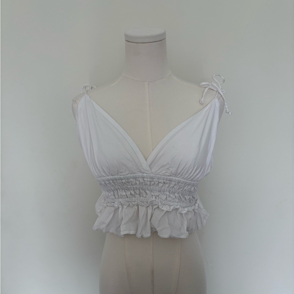 White Ruffled Crop Top